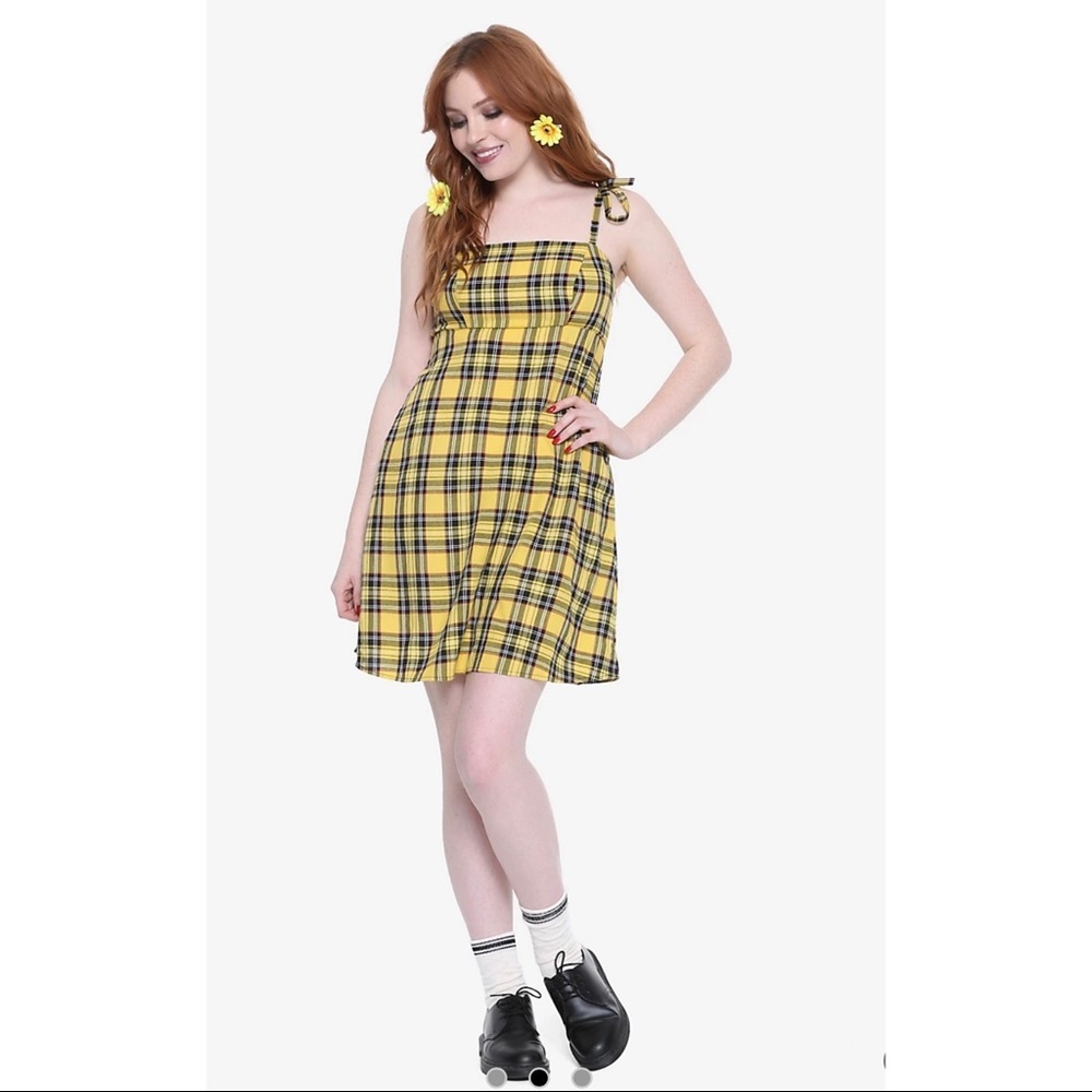 HOT TOPIC goth Plaid Yellow Cami Dress